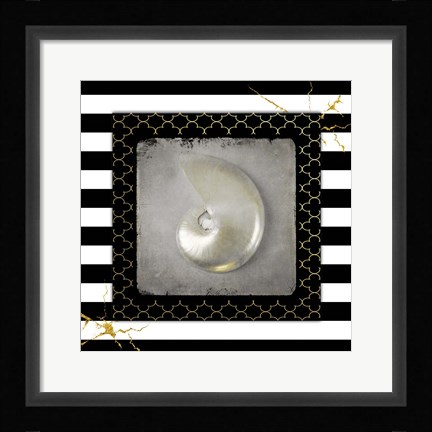 Framed Golden Sea With Stripes 5 Print