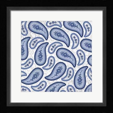 Framed Camo Paisley 4 Blue 2 Print