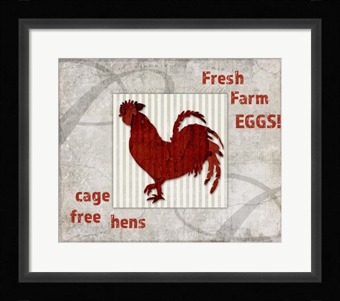 Framed Decorative Pattern Farm Fresh Chicken Print