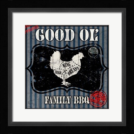 Framed Good Ol' Family BBQ Square Chicken Print