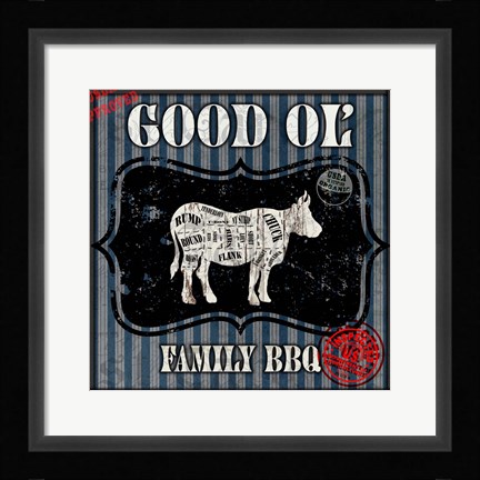Framed Good Ol' Family BBQ Square Cow Print