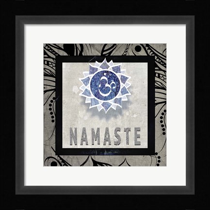 Framed Chakras Yoga Tile Namaste V2 Print