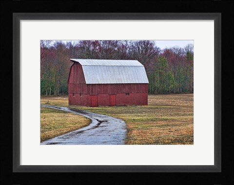 Framed Red Barn Print