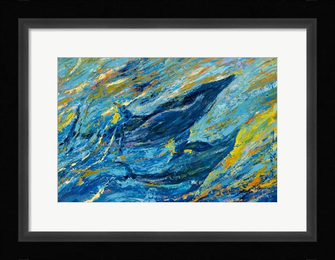 Framed Just off the Reef Spinner Dolphins Mother and Calf Print