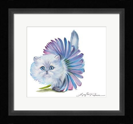 Framed Kitten Ballerina Daisy Flower Stare Persian Cat Print
