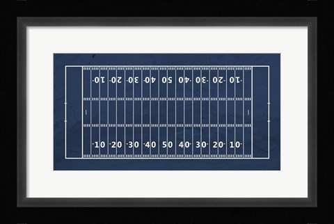 Framed American Football Field Blue Print