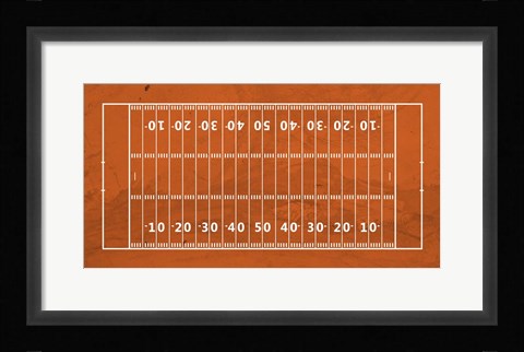 Framed American Football Field Orange Print