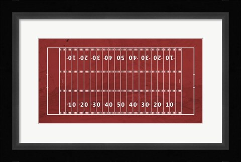 Framed American Football Field Red Print