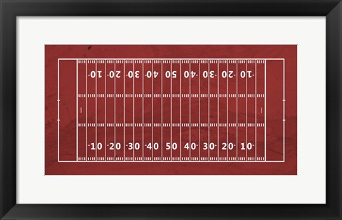 Framed American Football Field Red Print