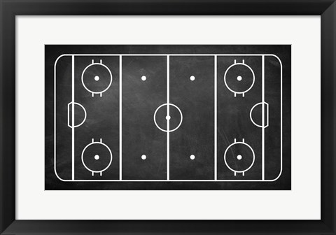 Framed Ice Hockey Rink Chalkboard Print