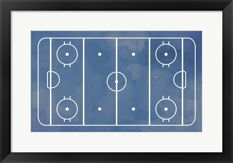 Framed Ice Hockey Rink Blue Paint Print