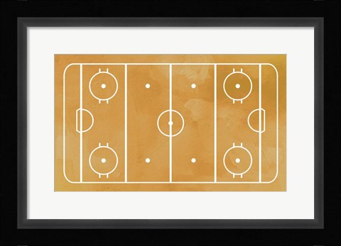 Framed Ice Hockey Rink Yellow Paint Print