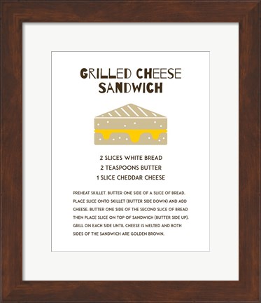 Framed Grilled Cheese Sandwich Recipe White Print