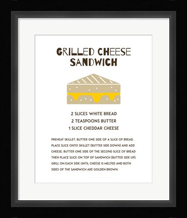 Framed Grilled Cheese Sandwich Recipe White Print