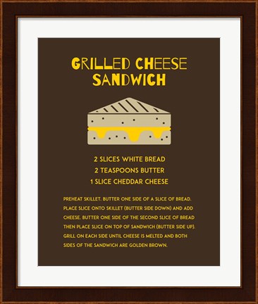 Framed Grilled Cheese Sandwich Recipe Brown Print