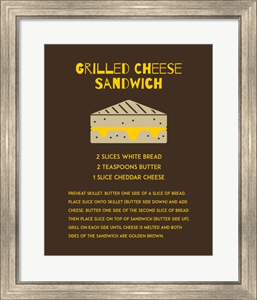 Framed Grilled Cheese Sandwich Recipe Brown Print