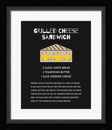 Framed Grilled Cheese Sandwich Recipe Black Print