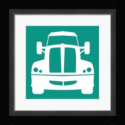 Framed Front View Trucks Set I - Teal Print