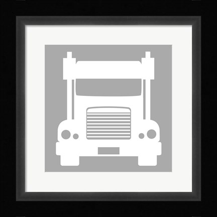 Framed Front View Trucks Set I - Gray Print