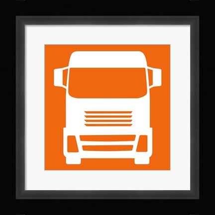 Framed Front View Trucks Set I - Orange Print