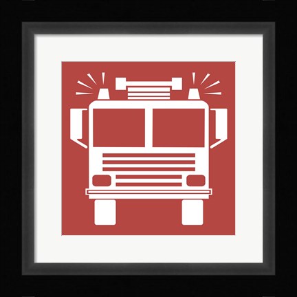 Framed Front View Trucks Set II - Red Print