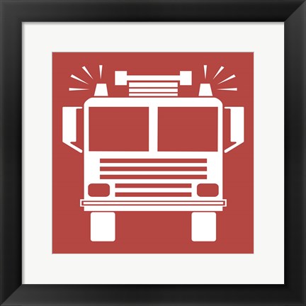 Framed Front View Trucks Set II - Red Print