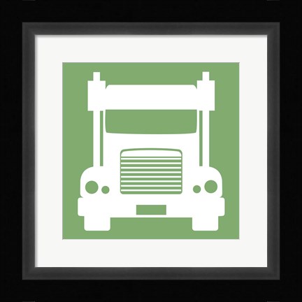 Framed Front View Trucks Set II - Green Print