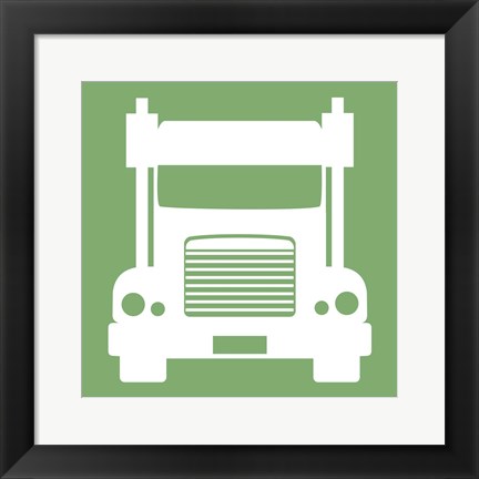 Framed Front View Trucks Set II - Green Print