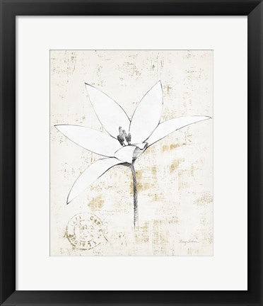 Framed Pencil Floral XII Gold Print