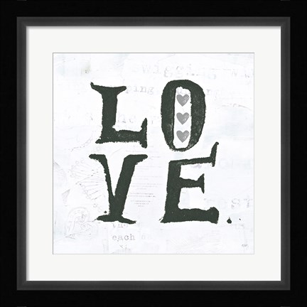 Framed Love Gray Hearts Print
