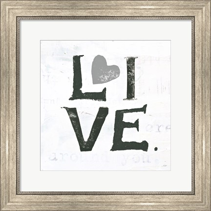 Framed Live Gray Heart Print