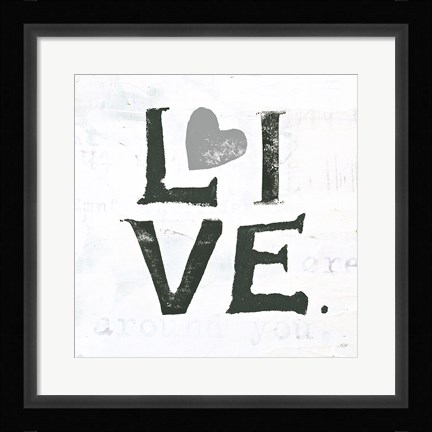 Framed Live Gray Heart Print