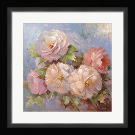 Framed Roses on Blue III Crop Print