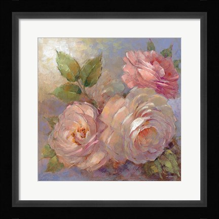 Framed Roses on Blue II Crop Print