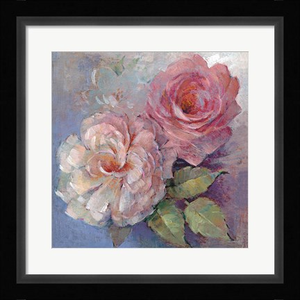 Framed Roses on Blue I Crop Print