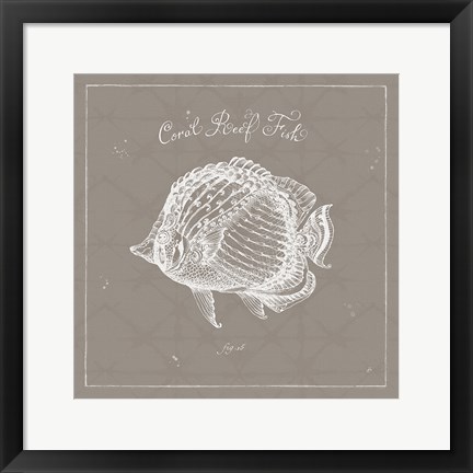 Framed Underwater Life XIV Greige Print