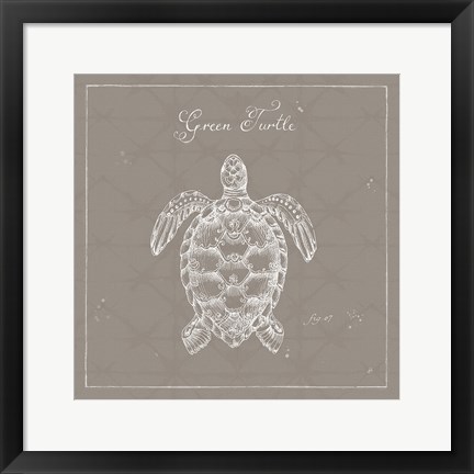 Framed Underwater Life XVI Greige Print