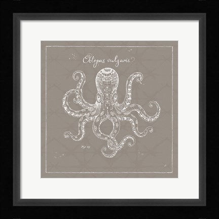 Framed Underwater Life XI Greige Print