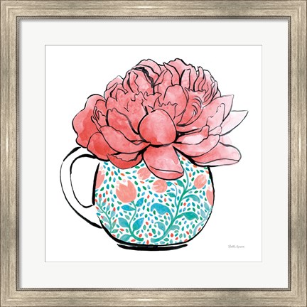 Framed Floral Teacups I Print