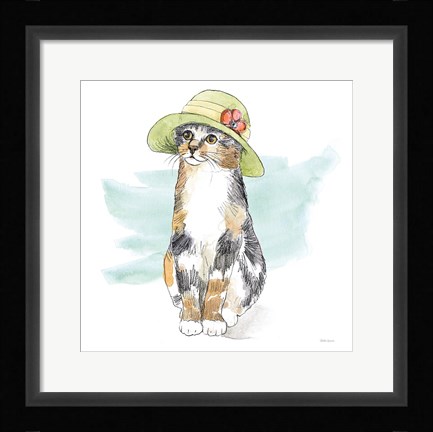 Framed Fancy Cats III Watercolor Print