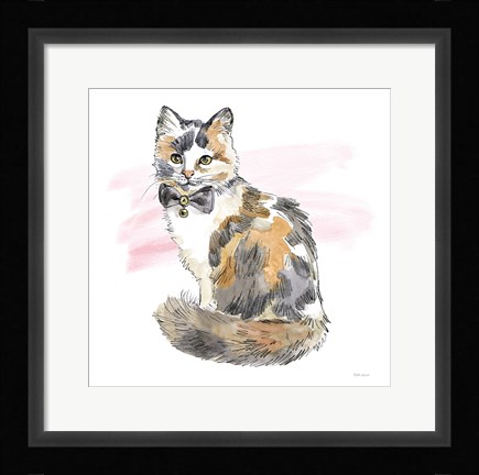 Framed Fancy Cats II Watercolor Print