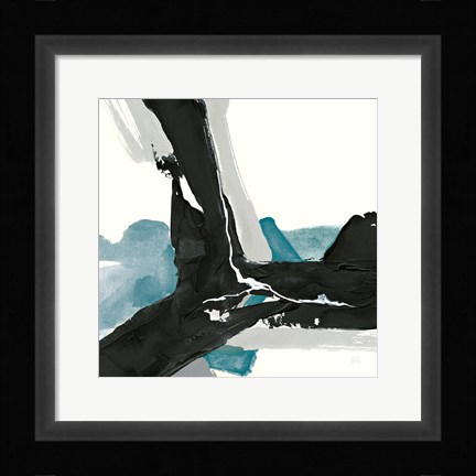 Framed Black and Teal III Print