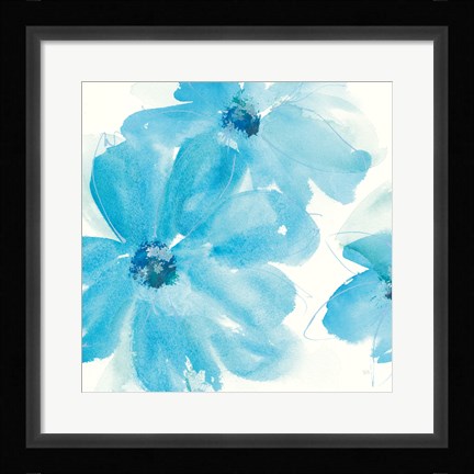 Framed Aqua Mint Clematis I Print