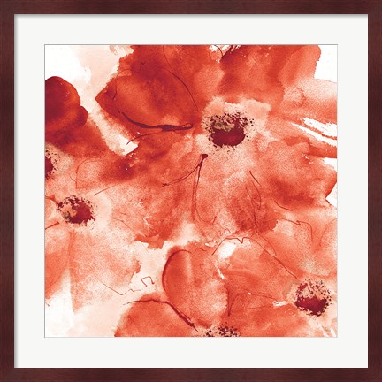 Framed Seashell Cosmos I Red and Orange Print