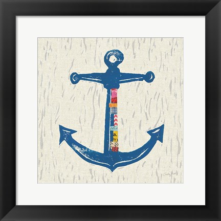 Framed Nautical Collage III on Linen Print