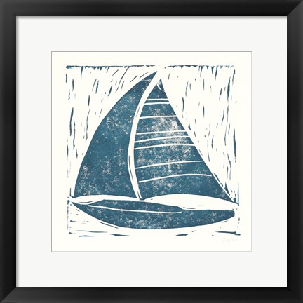 Framed Nautical Collage on White IV Print