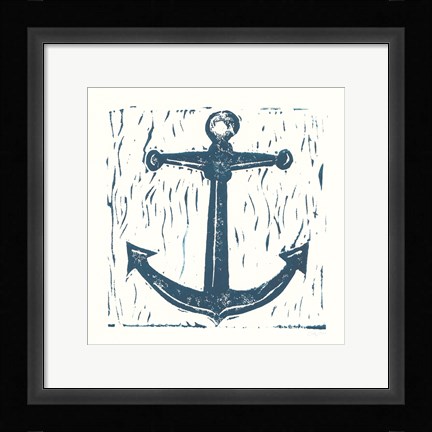 Framed Nautical Collage on White III Print