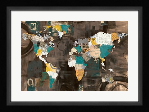 Framed Golden World on Brown Print