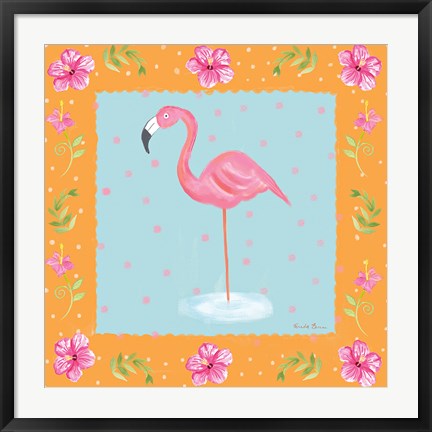 Framed Flamingo Dance IV Print
