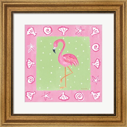 Framed Flamingo Dance II Print